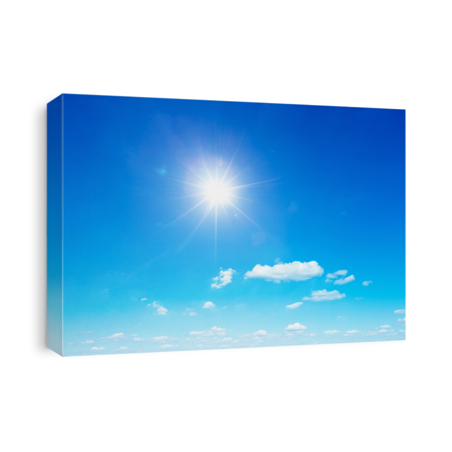 sun in blue sky background with tiny clouds